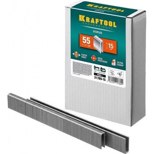 Скобы для степлера узкие, 15 мм, 5000 шт. KRAFTOOL 31789-15