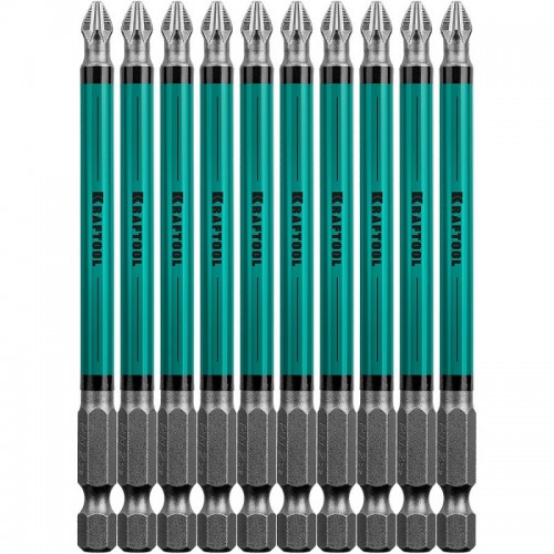 Биты Optimum Line, PH2, 100 мм, тип хвостовика E 1/4", 10 шт. KRAFTOOL 26122-2-100-10