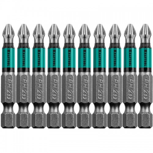 Биты Optimum Line, PH2, 50 мм, тип хвостовика E 1/4", 10 шт. KRAFTOOL 26122-2-50-10