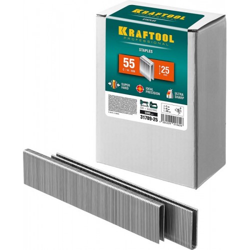 Скобы 25 мм  для степлера узкие тип 55, 5000 шт. KRAFTOOL 31789-25