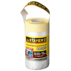 Пленка STAYER "PROFESSIONAL" защитная с клейкой лентой "МАСКЕР", HDPE, 9мкм, 0,55х15м 12255-055-15