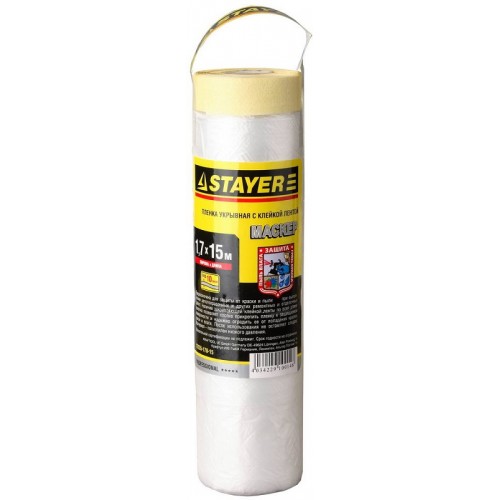 Пленка STAYER "PROFESSIONAL" защитная с клейкой лентой "МАСКЕР", HDPE, 9мкм, 1,7х15м 12255-170-15
