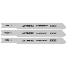 Полотна STAYER "PROFI" для эл/лобзика, Bi-Metall, по металлу (0,5-1,5мм), US-хвост., шаг 1,1мм, 50мм, 3шт 15999-1,1
