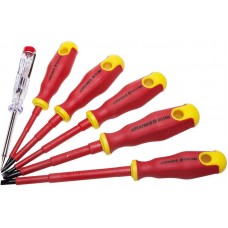 Набор STAYER "PROFI" "ELECTRO": Отвертки диэлектрические, тестер, 100-250В, Cr-V, 6шт, 25145-H6_z01