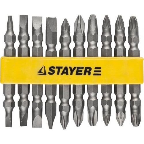 Набор STAYER Биты "MASTER" двухсторонние в пластиковом держателе, Cr-V, 10 предметов, 2605-H10_z01