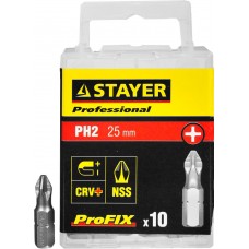 Биты STAYER "PROFESSIONAL" ProFix Phillips, тип хвостовика C 1/4", № 2, L=25мм, 10шт, 26201-2-25-10_z01