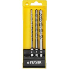 Набор STAYER "MASTER": Буров по бетону, хвостовик "SDS-Plus", в боксе, (d=6,8,10)-160мм, 3шт, 29250-H3