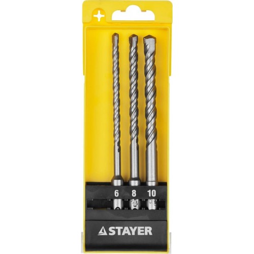 Набор STAYER "MASTER": Буров по бетону, хвостовик "SDS-Plus", в боксе, (d=6,8,10)-160мм, 3шт, 29250-H3