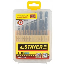 Набор STAYER "MASTER" Свёрла по металлу, быстрорежущая сталь, на карточке, 19шт 2961-H19_z01
