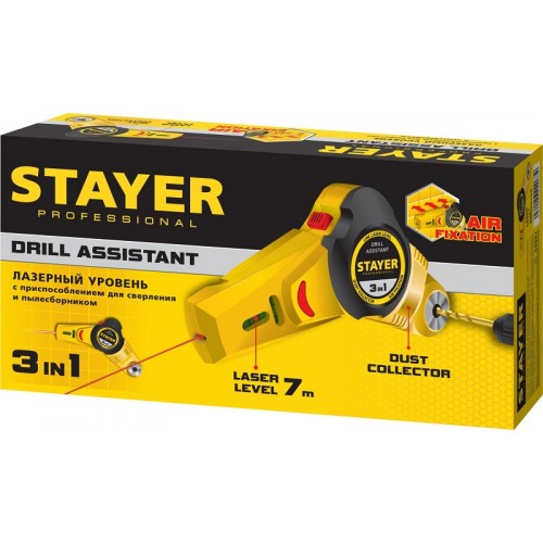 Уровень с приспособлением для сверления Drill Assistant, 7м, точн. +/-1,5 мм/м STAYER 34987