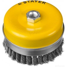 Щетка STAYER "PROFESSIONAL" чашечная, усиленная, с посадочным М14, плетёные пучки проволоки 0.5мм, d=120 мм 35137-120
