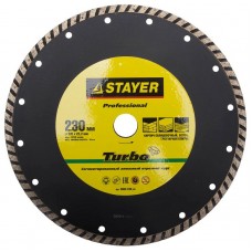 Круг отрезной алмазный STAYER "PROFESSIONAL", сегментированный, сухая и влажная резка, для УШМ, 22,2х230мм 3662-230_z01
