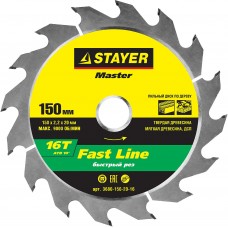 Диск пильный STAYER MASTER "FAST-Line" по дереву, 150х20мм, 16Т 3680-150-20-16