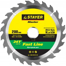 Диск пильный STAYER MASTER "FAST-Line" по дереву, 200х30мм, 24Т 3680-200-30-24