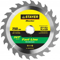 Диск пильный STAYER MASTER "FAST-Line" по дереву, 250х30мм, 24Т 3680-250-30-24