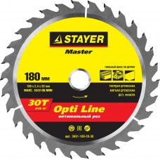 Диск пильный STAYER MASTER "OPTI-Line" по дереву, 180х20мм, 30Т 3681-180-20-30
