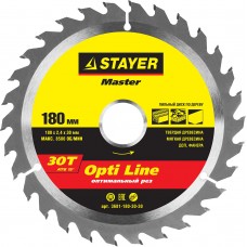 Диск пильный STAYER MASTER "OPTI-Line" по дереву, 180х30мм, 30Т 3681-180-30-30