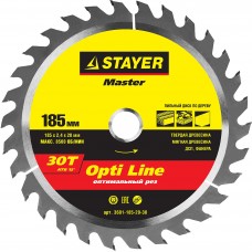 Диск пильный STAYER MASTER "OPTI-Line" по дереву, 185х20мм, 30Т 3681-185-20-30