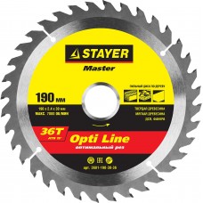 Диск пильный STAYER MASTER "OPTI-Line" по дереву, 190х30мм, 36Т 3681-190-30-36