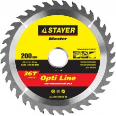 Диск пильный STAYER MASTER "OPTI-Line" по дереву, 200х30мм, 36Т 3681-200-30-36