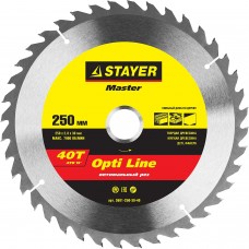 Диск пильный STAYER MASTER "OPTI-Line" по дереву, 250х30мм, 40Т 3681-250-30-40