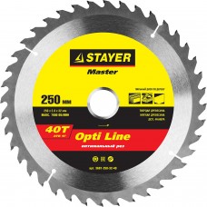 Диск пильный STAYER MASTER "OPTI-Line" по дереву, 250х32мм, 40Т 3681-250-32-40