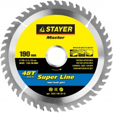 Диск пильный STAYER MASTER "SUPER-Line" по дереву, 190х30мм, 48Т 3682-190-30-48