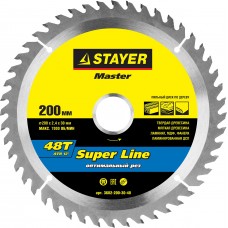 Диск пильный STAYER MASTER "SUPER-Line" по дереву, 200х30мм, 48Т 3682-200-30-48