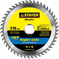 Диск пильный STAYER MASTER "SUPER-Line" по дереву, 210х30мм, 48Т 3682-210-30-48