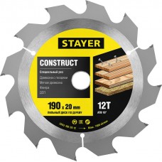Диск пильный по дереву «Construct» STAYER 3683-190-20-12