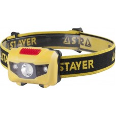 Фонарь STAYER "MASTER" налобный светодиодный, 1Вт(80Лм)+2LED, 4 режима,  3ААА 56568