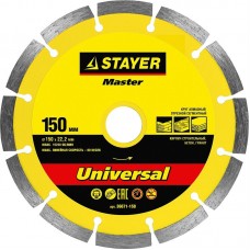 Диск алмазный отрезной сегментный по бетону, кирпичу, камню UNIVERSAL 150 мм STAYER 36671-150_z01