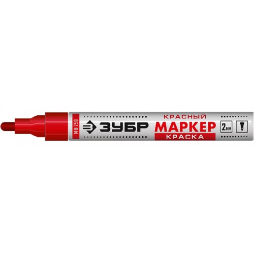 Маркер-краска, МК-750 красный, круглый наконечник ЗУБР 06325-3