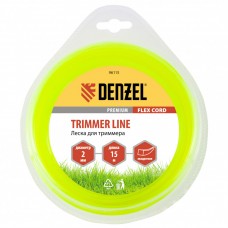 Леска для триммера, квадрат 2 мм х 15 м, блистер Flex cord Denzel 96115