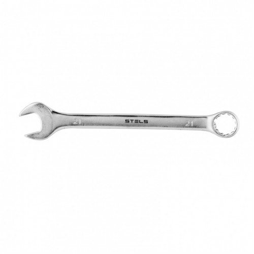 Ключ комбинированный, 21 мм, CrV, матовый хром Stels 15225