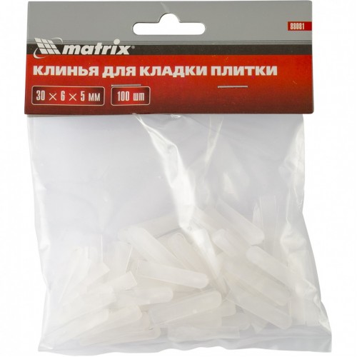 Клинья для кладки плитки 30 х 6 х 5 мм упаковка 100 шт. Matrix 88081