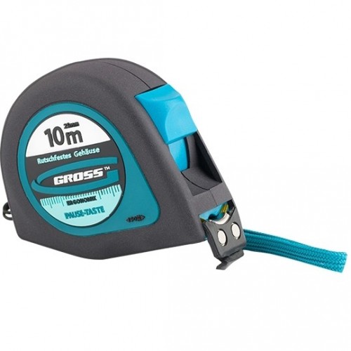 Рулетка "Ergonomisch",10 м x 25 мм, магнитный обрезиненный зацеп GROSS 31105