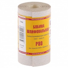 Шкурка на бумажной основе, LP10C, зернистость Р80, мини-рулон 115 мм х 5 метров (БАЗ) Россия 75642