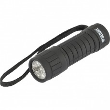 Фонарь светодиодный, черный корпус с мягким покрытием, 9 Led, 3хААА Denzel 92610