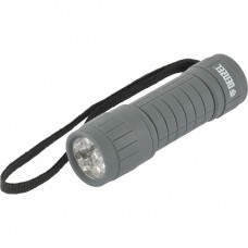 Фонарь светодиодный, серый корпус с мягким покрытием, 9 Led, 3хААА Denzel 92612