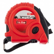 Рулетка Rubber, 3 м х 16 мм, обрезиненный корпус MATRIX 31003