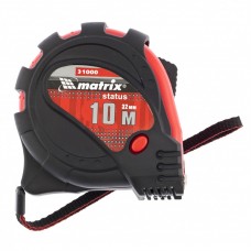 Рулетка Status magnet 3 fixations, 10 м х 32 мм, обрезиненный корпус, зацеп с магнитом MATRIX 31000