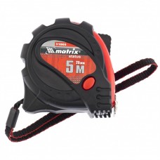 Рулетка Status magnet 3 fixations, 5 м х 25 мм, обрезиненный корпус, зацеп с магнитом MATRIX 31005
