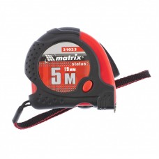 Рулетка Status magnet fixation, 5 м х 19 мм, обрезиненный корпус, зацеп с магнитом MATRIX 31023